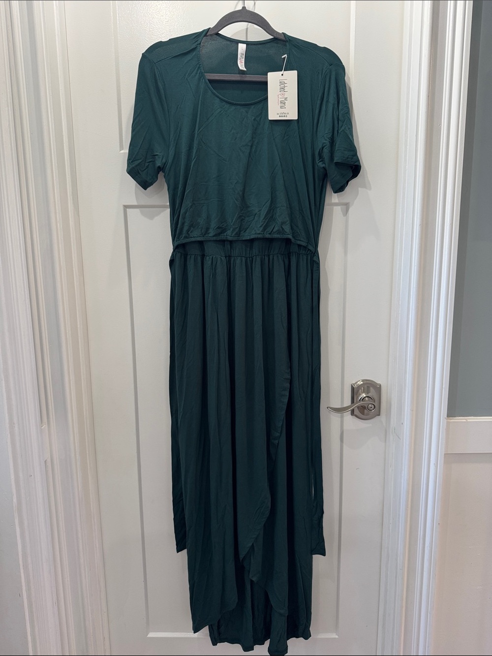 NWT Latched Mama Petal Maxi Nursing Dress- Dark Green Size Large